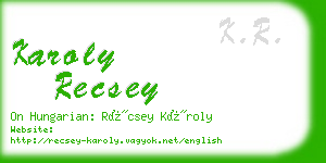 karoly recsey business card